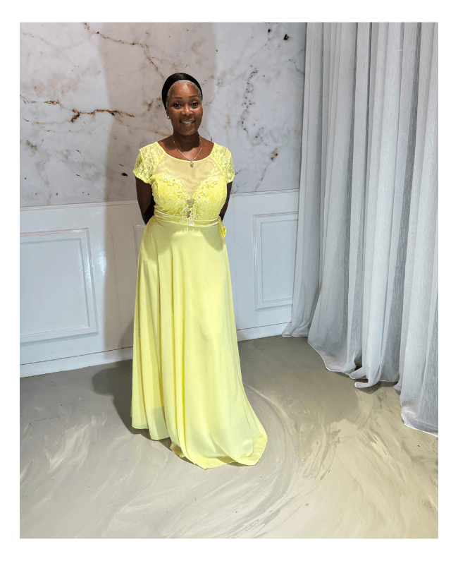 Galajurk geel elegant bruiloft feestelijk dames Donna Colori