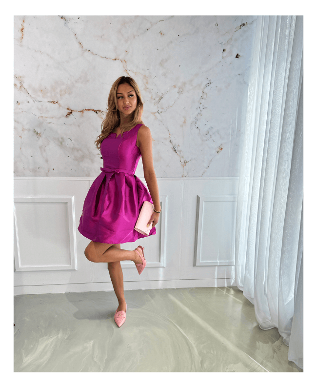 Cocktailjurk Monroe strak boven bolle rok - Donna Colori Rotterdam